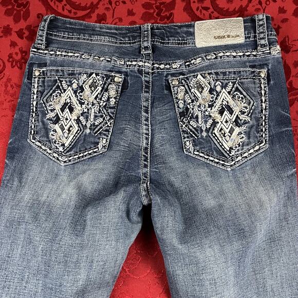 Grace in LA Jeans Womens 30x32 Embroidered Aztec Diamond Rhinstone Bootcut Jeans - Picture 14 of 15